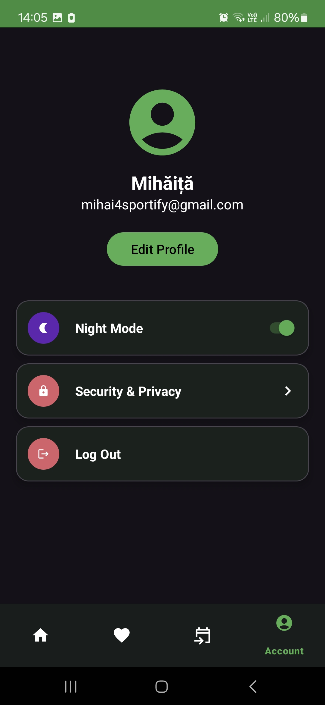Profile — Night Mode